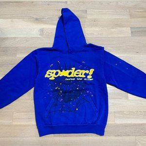 NEW Spider Worldwide × Young Thug Sp5der TC Blue Yellow Hoodie 100% AUTHENTIC
